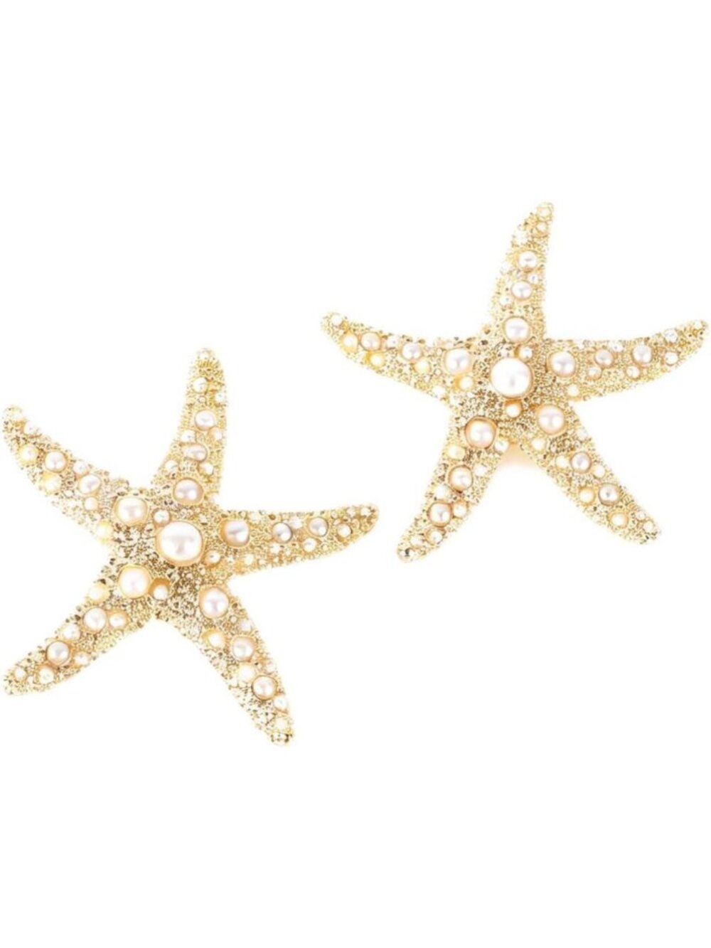 Elegant Gold Starfish Brooch Pins Set of 2 with Pearl and Rhinestone Accents